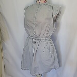 TALULA ARITZIA 100% Cotton High Collar Pastel Button Up Flutter Pleated Dress